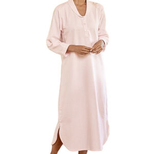 Women's Pink 100 Cotton Flannel Nightgown XL Ella Simone Long Sleeve Cottagecore